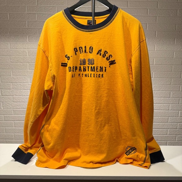 U.S. Polo Assn. Long Sleeve Shirt 1890 Department Athletics Gold Cotton 2XL - Picture 1 of 5